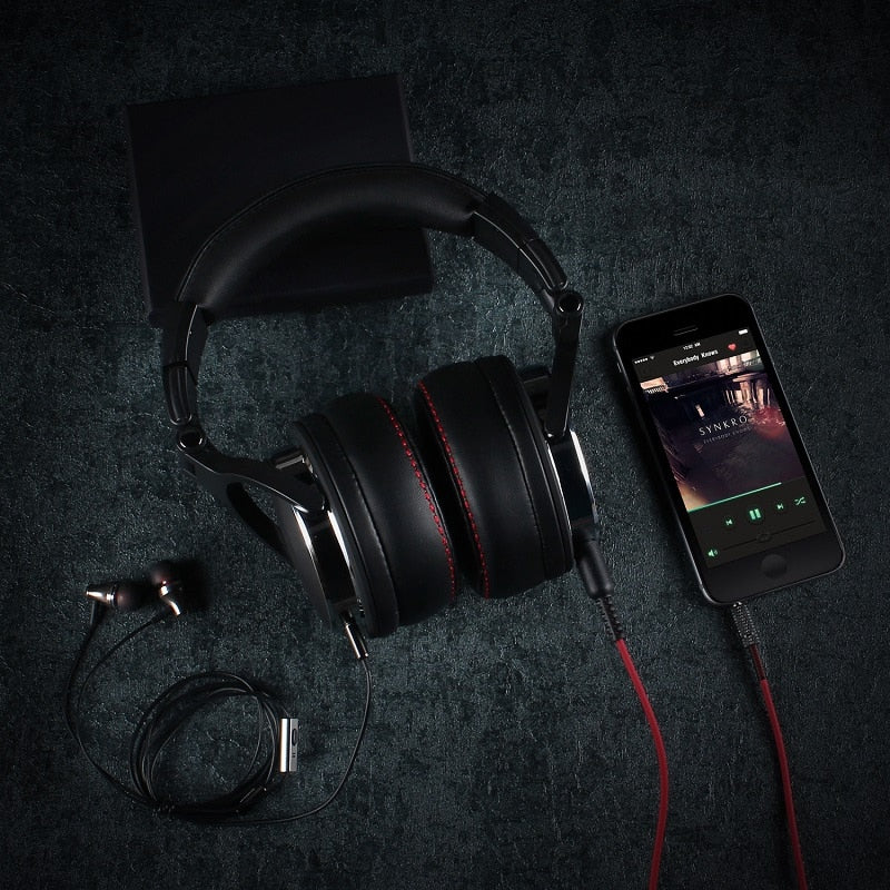 Pro Luxury Black HIFI Music / DJ Studio Headphones w/Mic (Wired)