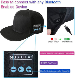 Adjustable Snap-back Bluetooth Speaker Cap - White