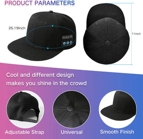 Adjustable Snap-back Bluetooth Speaker Cap - Black