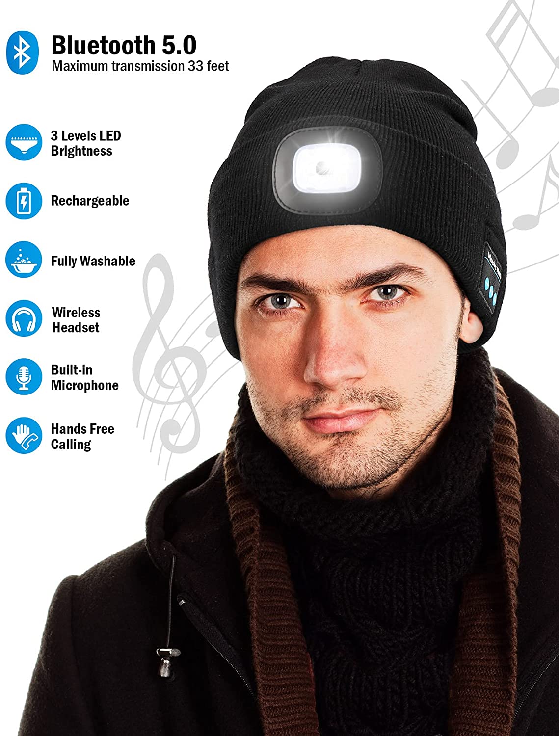 Bluetooth Headphones Audio Skully w/ LED Light