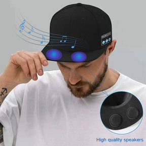 Adjustable Snap-back Bluetooth Speaker Cap - Black