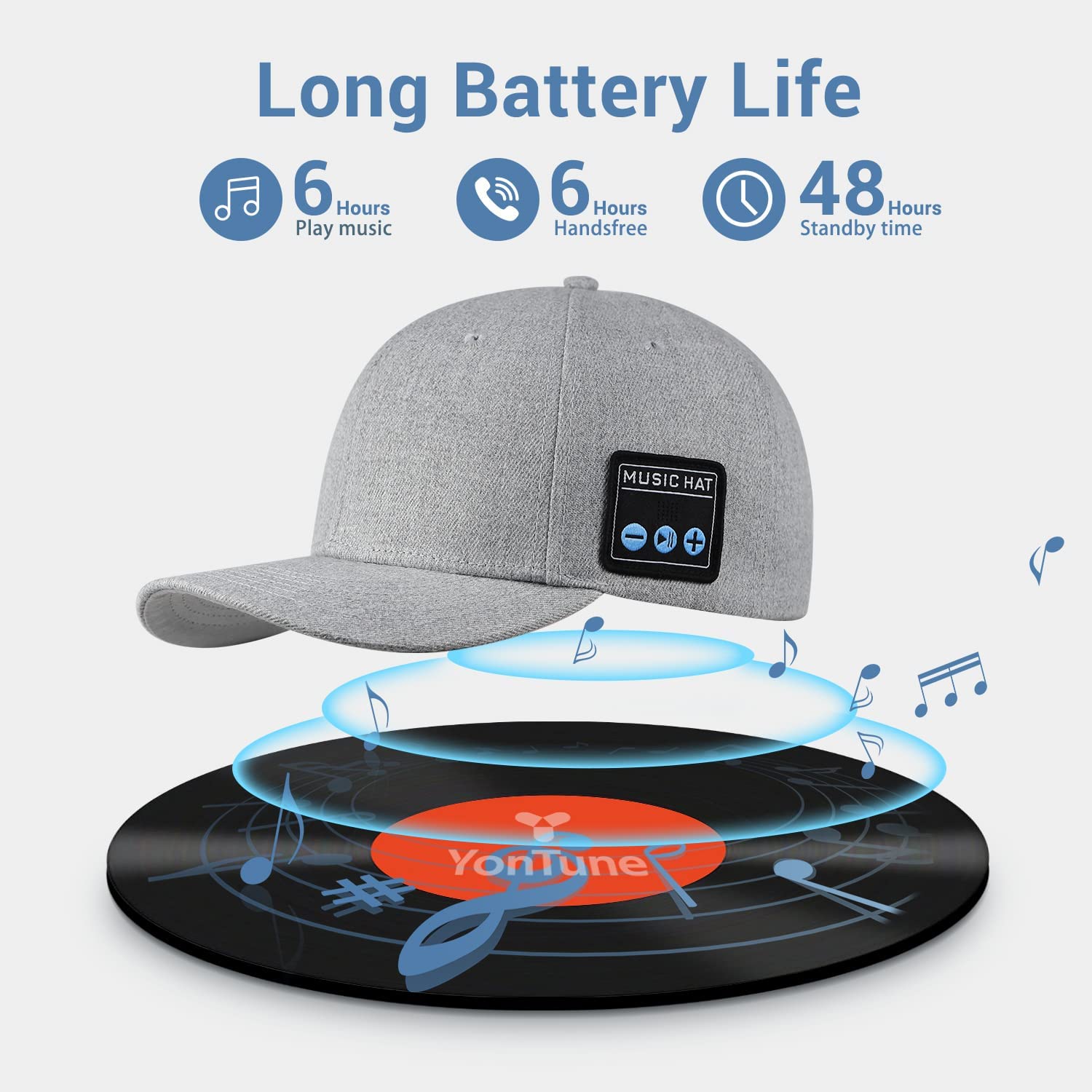 Adjustable Snap-back Bluetooth Speaker Cap - White