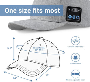 Adjustable Snap-back Bluetooth Speaker Cap - White