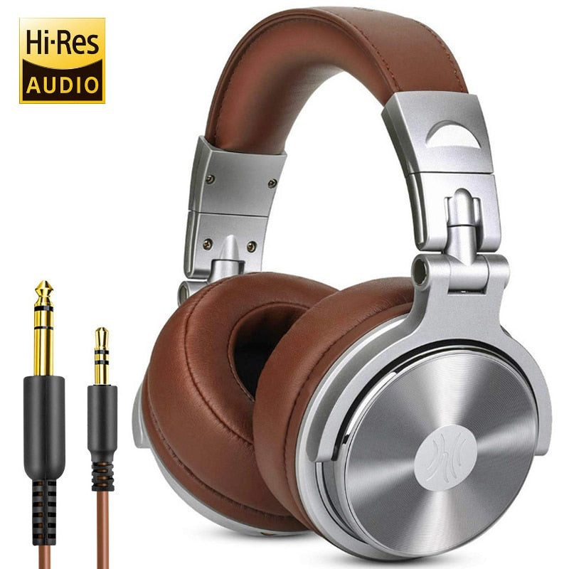 Pro Silver HIFI Music / DJ Studio Headphones w/MIC (Wired)