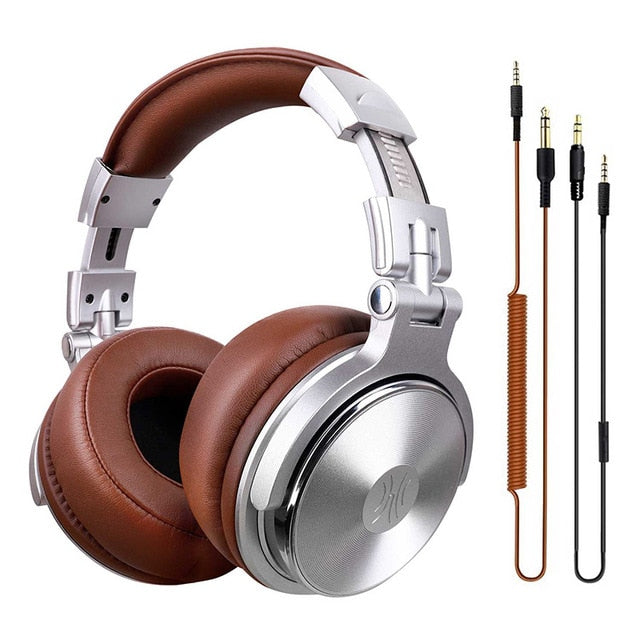 Pro Silver HIFI Music / DJ Studio Headphones w/MIC (Wired)