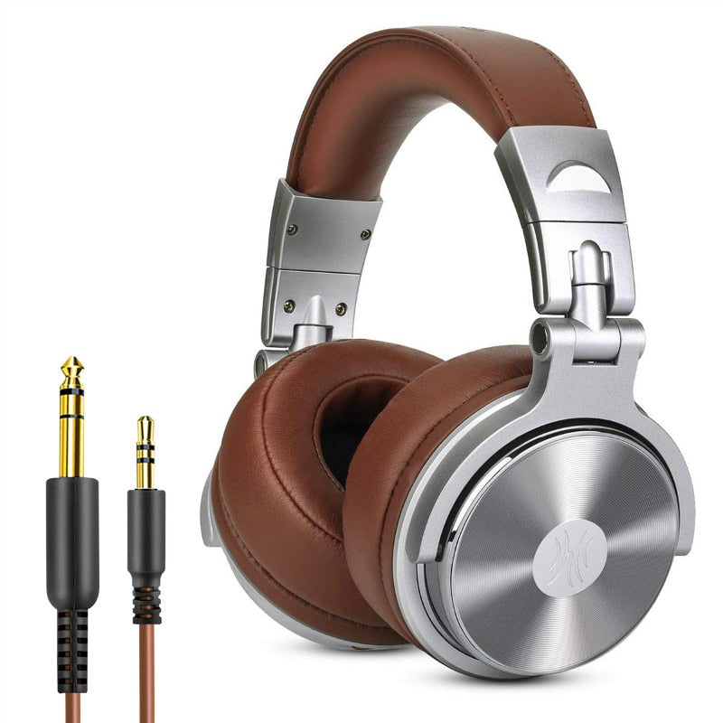 Pro Silver HIFI Music / DJ Studio Headphones w/MIC (Wired)